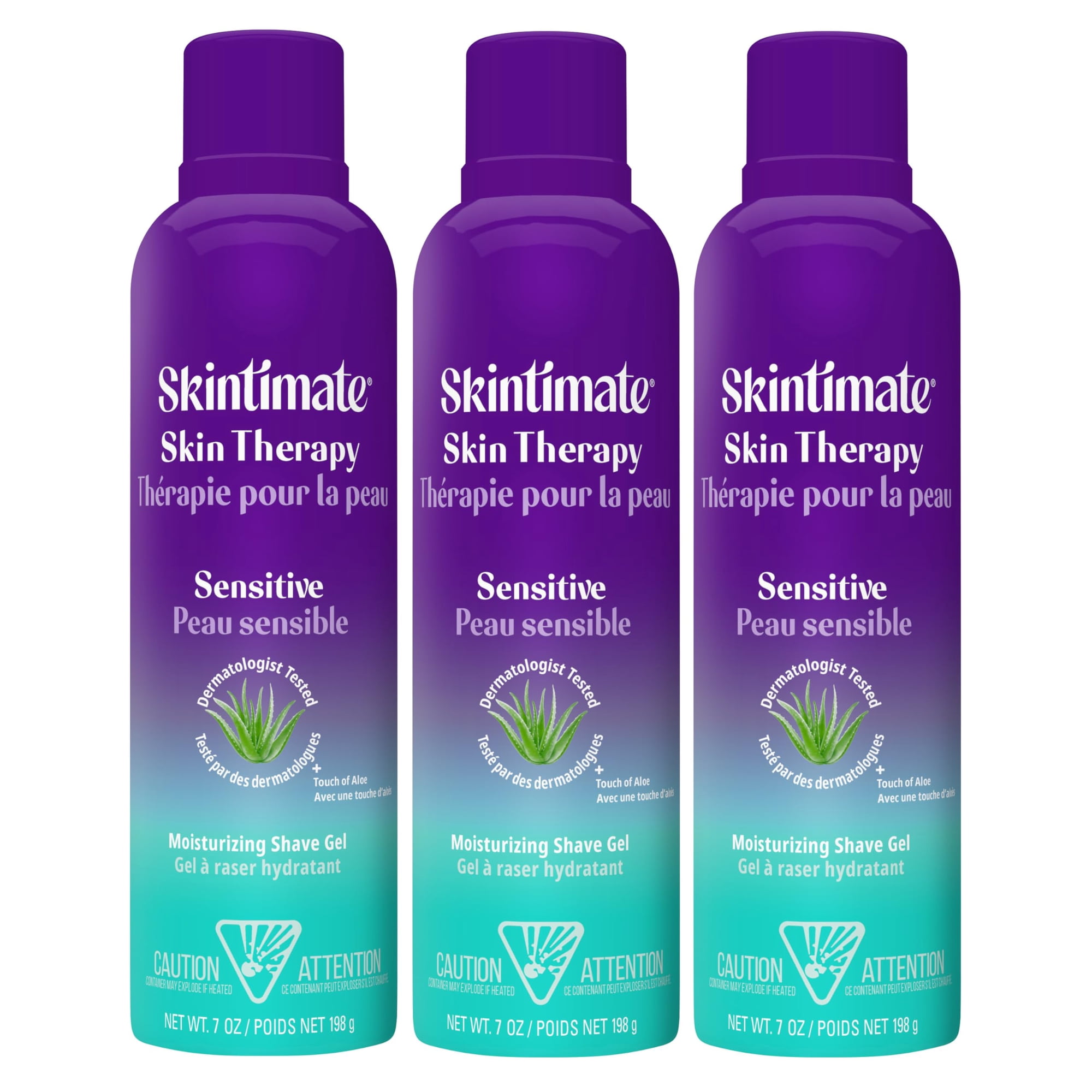 Skintimate Skin Therapy Sensitive Skin Moisturizing Shave Gel for Women with Vitamin E, Aloe and Olive Butter, 7 oz - 3 Pack C3