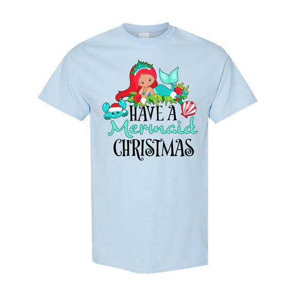 Inktastic Have a Mermaid Christmas with Crab and Seashell T-Shirt