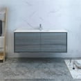 thumbnail image 3 of Fresca Catania 60" Ocean Gray Wall Hung Modern Bathroom Cabinet w/ Integrated Single Sink, 3 of 8