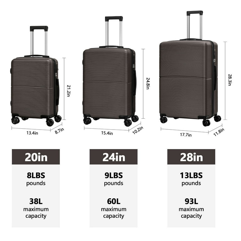 Hikolayae Hardside Spinner Luggage Sets in Coffee Brown, 3 Piece