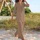 thumbnail image 1 of ICHUANYI Clearance Fashion Women Summer Casual Solid Long Sleeve Blouses Botton Turndown Collar Tops Long Pants(Brown, XXL) ICHUANYI WER2023080811763, 1 of 6