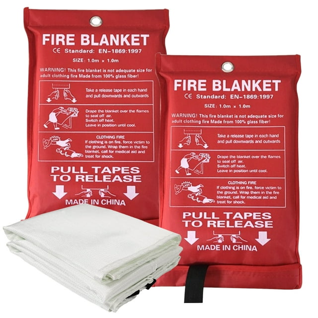 Fire Blankets Emergency for Home and Kitchen 39x39'' Fire Suppression Blanket, Cover the Fire Source and Isolate The Air, Fiberglass Fire Blanket for Home Safety