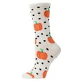 thumbnail image 2 of MeMoi Women's Pumpkin Polka Dot Festive Crew Socks - Womens - Female, 9-11, White, 2 of 2