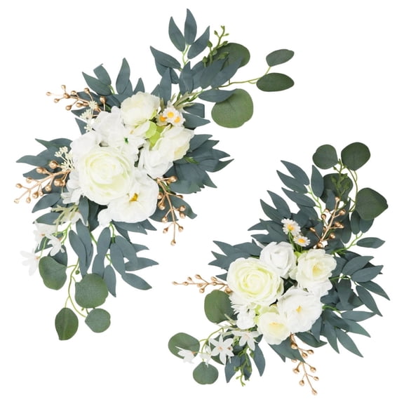 Faux Flower Swag Set of 2 Wedding Welcome Signs Floral Swag Artificial Flowers for Windows Ceremony Wedding Backdrop Decoration