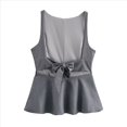 thumbnail image 4 of Camiseta Sin Mangas con Lazo en la Espalda y Falda A la Cintura para Mujer Gris L, 4 of 9