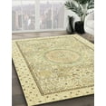 thumbnail image 2 of Ahgly Company Indoor Round Abstract Khaki Gold Abstract Area Rugs, 3' Round, 2 of 6