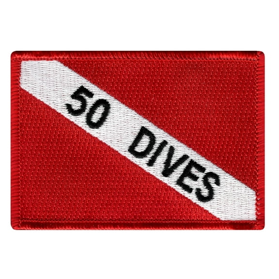 50 Dives Embroidered Iron-on Scuba Diving Flag Patch