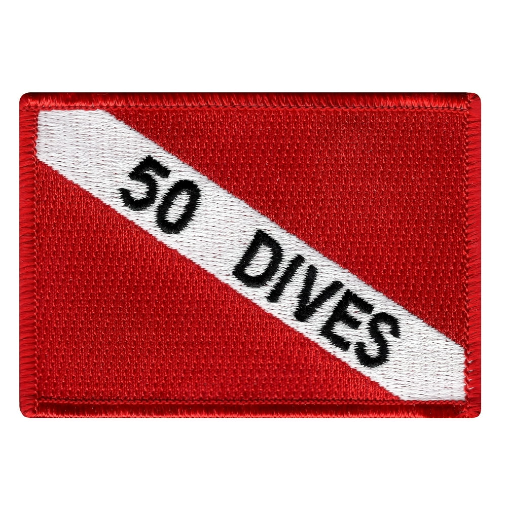 50 Dives Embroidered Ironon Scuba Diving Flag Patch