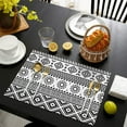 thumbnail image 4 of Black and White Geometric Boho Pattern Summer Placemats Table Placemats Set Of 4-Linen Kitchen Washable Placemats Table Mats 11.8"x17.7"Non-Slip Heat Resistant, 4 of 6