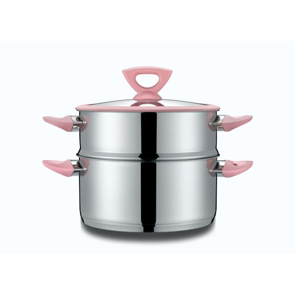 CONCORD 3 Quart Stainless Steel 3 Piece Steamer Cookware Set (Rose)