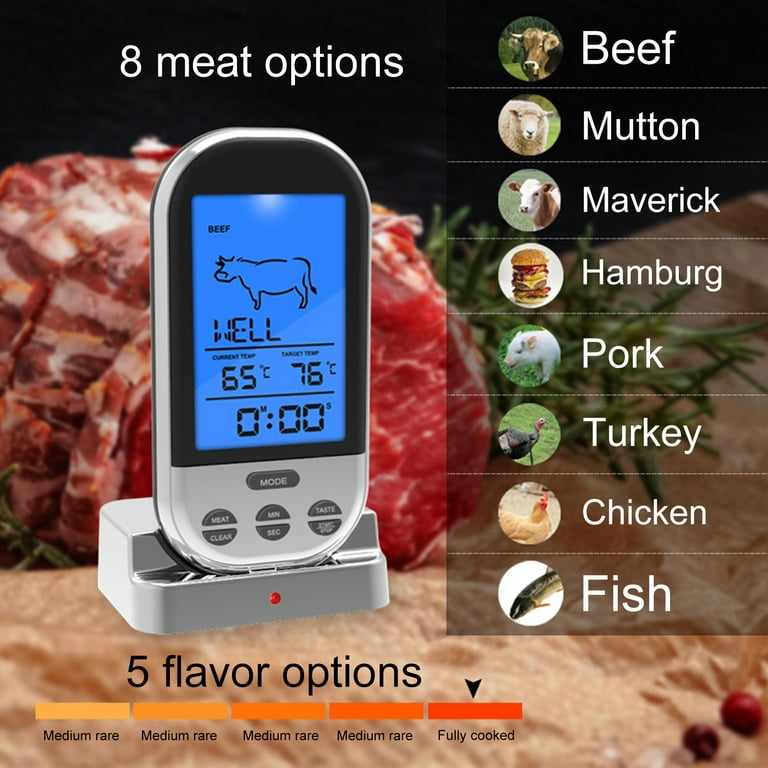 Yesbay Kitchen Digital Food Cooking BBQ Meat Fork Thermometer Beef Temperature Alarm, Size: 35.4, 1#