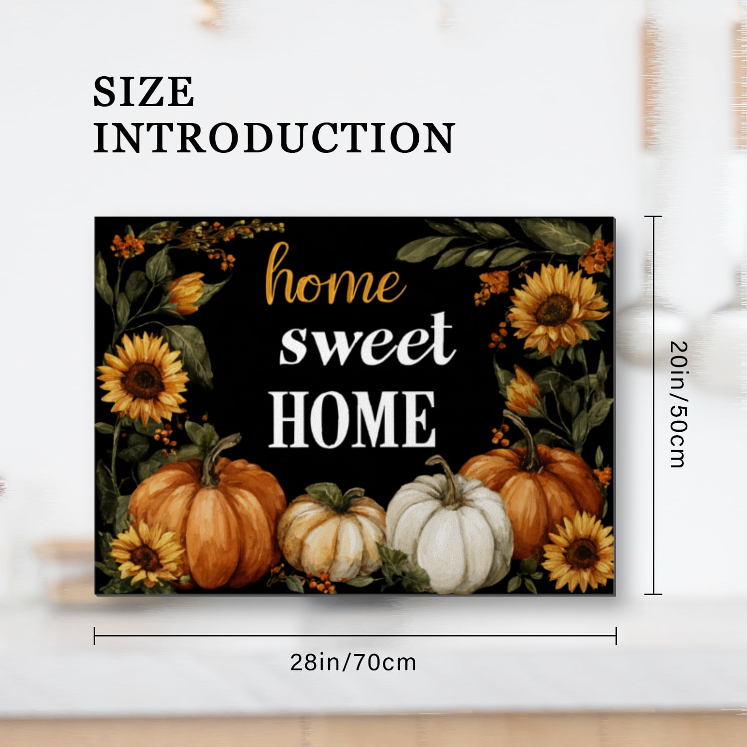 Fall Square Stove Top Covers, Fall Sunflowers and Pumpkins Print Anti-slip Cooktop Protector Mat, Foldable Range Cover Expands Usage Spaces for Kitchen RV (28×20 Inch)