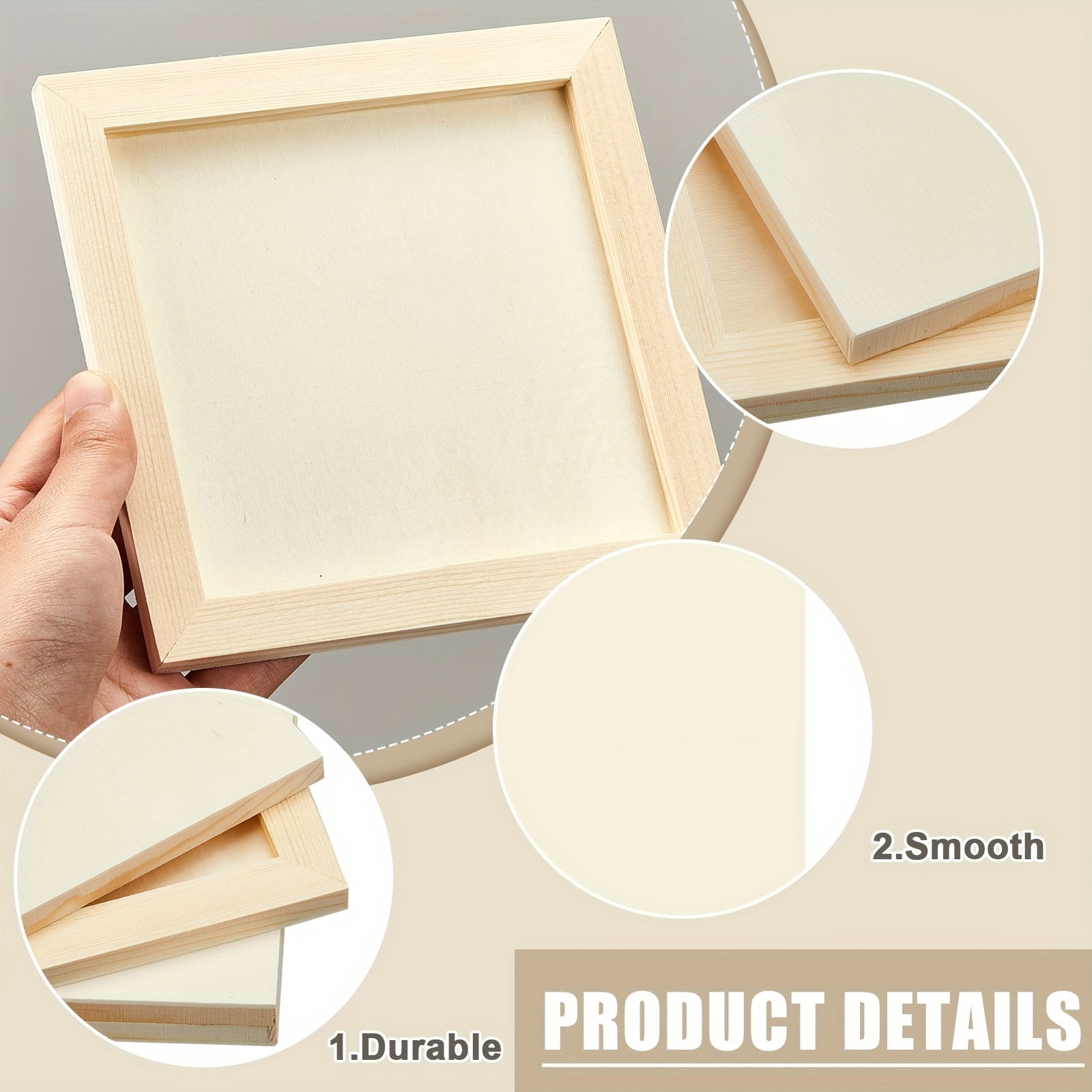 24 Pcs Unfinished Pine Wood Panels, 6'' x 6'' Square Wood Canvas & Painting Boards, Ideal for DIY Crafts, Acrylic Painting, Photo Frames & Art Projects