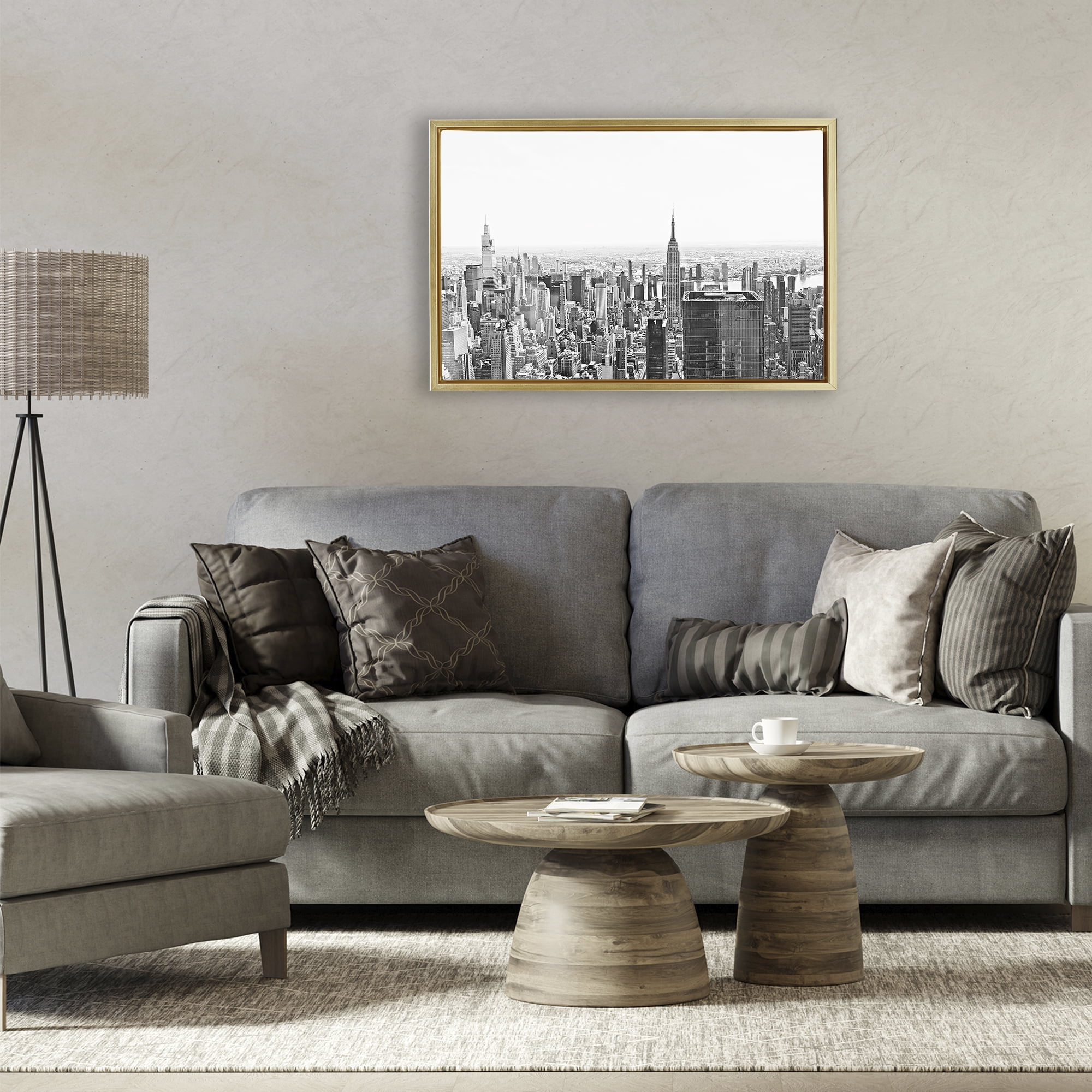 Stupell Industries New York City Scape View Gold Framed Floater Canvas Wall Art, design by Kali Wilson
