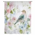 thumbnail image 2 of Peach Blossom Sheer Curtains 45 Inches Long, Nature Pink Blue Flower Spring Birds Light Filering Curtains, Breathable Simi Curtain Privacy Drapes for Kitchen Bathroom Small Window Treatment, 2 of 9
