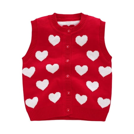 

Dr.Eam Newborn Solid Coats Toddler Kids Infant Baby Girls Sleeveless Love Print Sweater Cardigan Vest Coat Outer Outerwear Tops Boys Girls Red 6 M-12 M