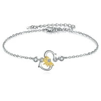 S Letter Bracelet for Women Sterling Silver Sunflower Jewelry
