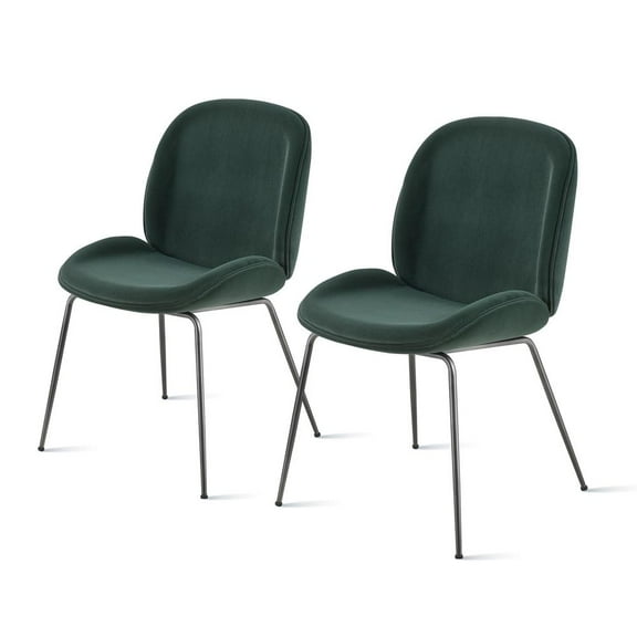Lucy Velvet Fabric Chair,Set of 2 - Gallery Dark Green
