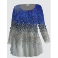 thumbnail image 2 of Plus Size Women's Blue Silver Ombre Cascading Glitter Faux Sequin Two-Piece Outfit Long Sleeve Uneven Flared Tunic & Solid Black Tummy Control High Waist Leggings, 2 of 3
