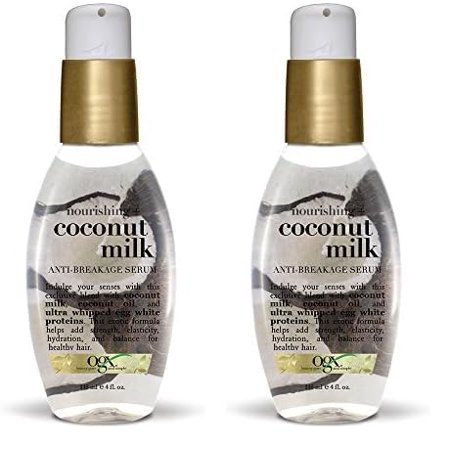 OGX Nourishing + Coconut Milk Anti-Breakage Serum, 4 Fl Oz (Pack of 2)