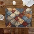 thumbnail image 2 of Brown Gray Plaid Placemats for Dinning Table Set of 4, Country Abstract Gradient Chic Check Burlap Kitchen Place Mats Waterproof Cloth Table Mats, Indoor Outdoor Placemats Easy Clean Dinner Decor, 2 of 8