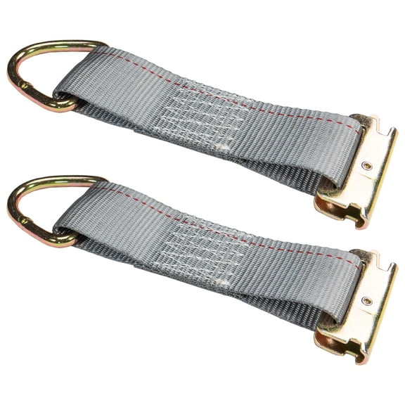 2"x 6" Rope Tie Off w/ Spring E-Fitting & D-Ring (Gray) - 2 Pack