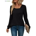 thumbnail image 4 of BadPiggies Women's Tunic Top for Leggings Square Neck Puff Long Sleeve Shirt Casual Fall Sweatshirt Sweater T-Shirt (XL, Black), 4 of 5
