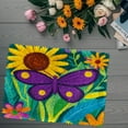 thumbnail image 5 of DIY Latch Hook Rug Kits Cartoon Butterfly and Yelloe Sunflower Stamped Non-slip Mat Crocheting Yarn Hook and Latch Emboridery Tapestry for Home Floor Decor and Pet Warm Cushion 52x38cm(96), 5 of 7