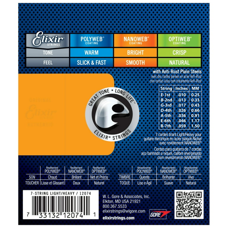7 String Electric Strings Elixir Strings 7-String Electric Guitar Set ...