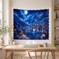 thumbnail image 5 of Alpine Village Beside a Moonlit Lake, Serene Illustration for Winter Art Lovers, Lakeside Mountain Decor, Christmas Gift, Tapestry Wall Hanging for Bedroom and Living Room, 5 of 7