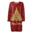 thumbnail image 4 of Women's Round Neck Casual Long Sleeve Plush Christmas Print Dresses for Cozy Holiday Fashion and Everyday Comfort,Gold,3XL, 4 of 5