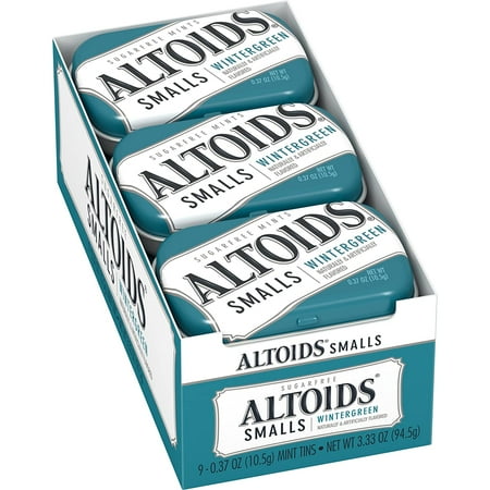 Altoids Smalls Sugar Free Wintergreen Mints, 0.37-Ounce Tins (2 Packs of 9)