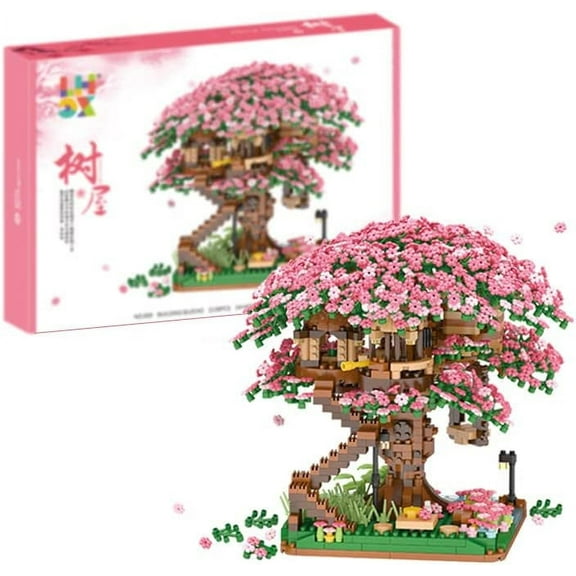 Faty-T Cherry Bonsai Tree Building Sets, Micro Mini Building Blocks of Cherry Blossom, 2008pcs Mini Bricks Sakura Tree House, Good Gift for Families and Friends