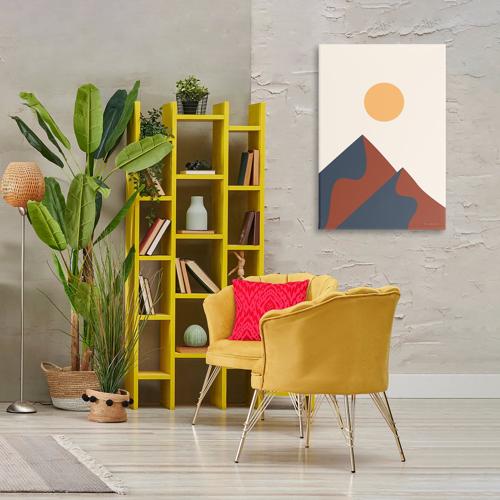 Stupell Industries Twin Mountain Peaks Landscape & Nature Painting Wrapped Canvas Art Print Wall Art, 24 x 36