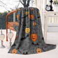 thumbnail image 2 of Gray Halloween Pumpkins Bats and Faces Blanket,Comfortable Soft Lamb Wool Throw Blanket,All Season,Warm Lightweight Blankets for Sofa Bed Couch Living Room Chair,50"x60", 2 of 4