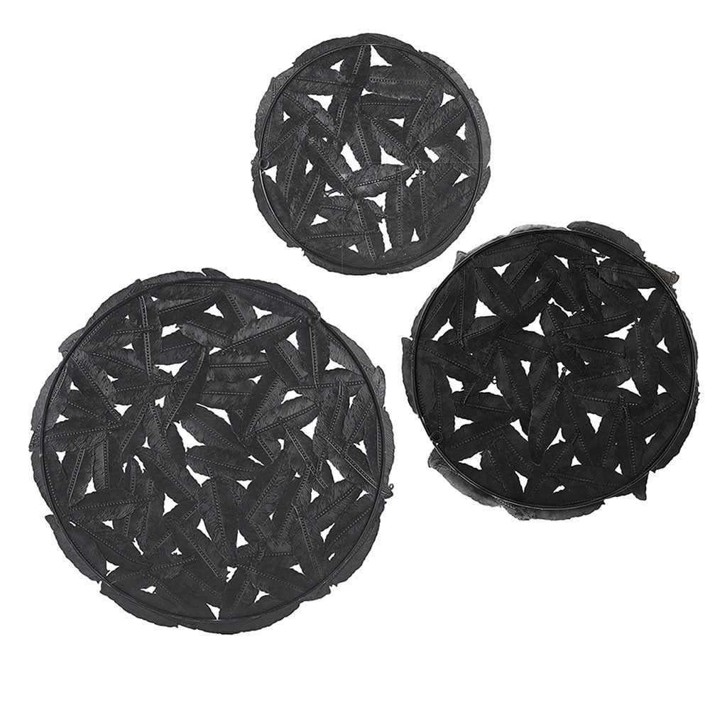 MAYEERTY Textured Feather 3-Piece Metal Disc Wall Decor Set