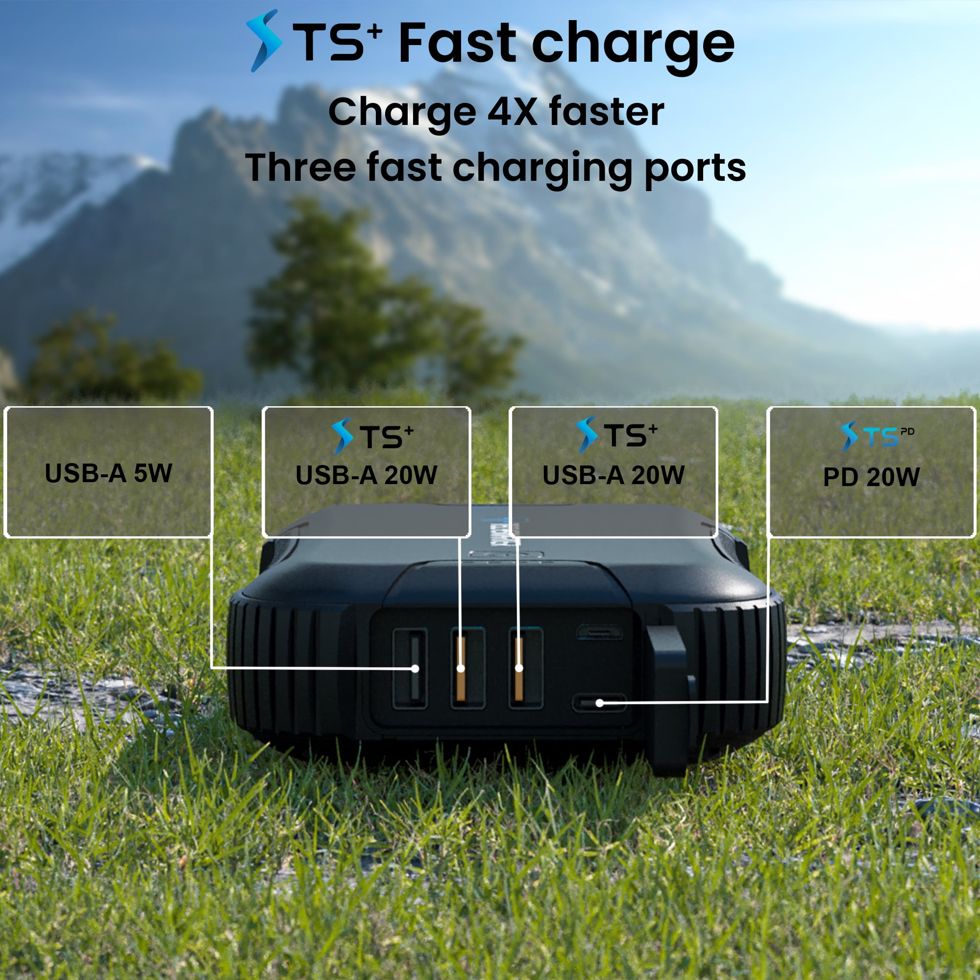 Techsmarter 30000mah Rugged & Waterproof 20W USB-C PD Power Bank. Fast Portable Charger Heavy Duty, Camping, Hiking, Outdoor with Flashlight. For iPhone, Samsung Galaxy, iPad, LG, Android, Tablets