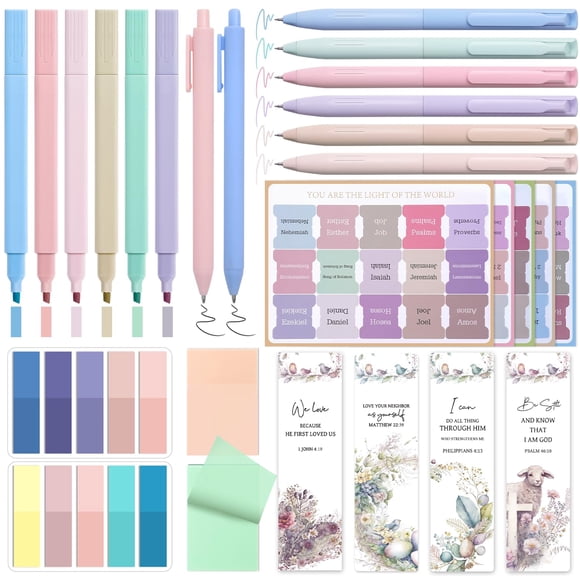 Kit de estudio bíblico XKDOUS con 14 resaltadores, bolígrafos y separadores