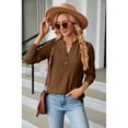 thumbnail image 3 of Anbech Vneck Women Solid Color Shirt Buttons Long Sleeve Blouse Casual Fashion Tops, 3 of 8