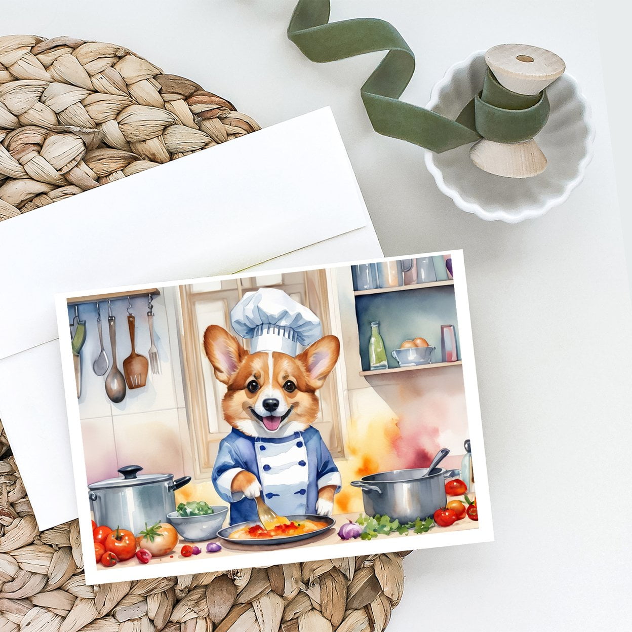 Corgi The Chef Greeting Cards Pack of 8 7 in x 5 in
