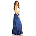 thumbnail image 4 of Sakkas Ivy Second Women's Maxi Boho Elastic Waist Embroidered A Line Long Skirt - Navy - One Size, 4 of 5