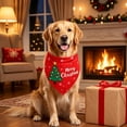 thumbnail image 6 of Racsoh Christmas Pet Bandana, Festive Dog Neck Scarf with Christmas Tree Print, Soft Triangle Bib for Small Medium Cats, for Party Photo Winter Decor (Red A), 6 of 7