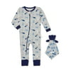 Sleep On It Baby Boys Coverall Pajama with Blankey Buddy, Sizes 12M-24M