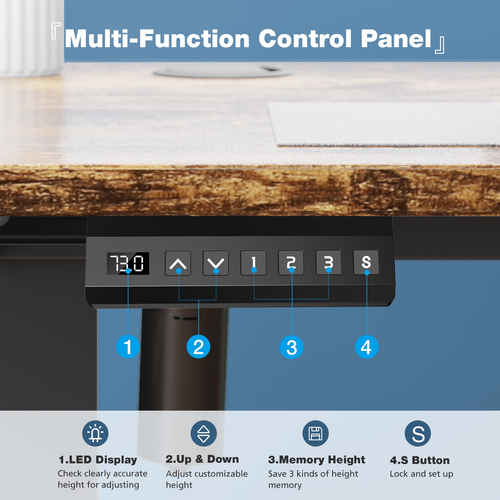 edx Electric Standing Desk, Height Adjustable Desk, 48 x 24 Inches Ergonomic Stand up Desk with Memory Preset and T-Shaped Metal Bracket for Home Office