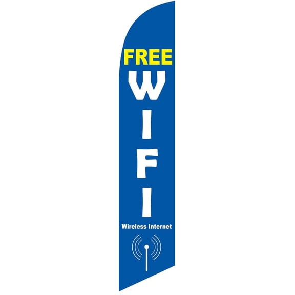Free Wifi Feather Banner Swooper Flag - NO WIND REQUIRED - Replacement FLAG ONLY