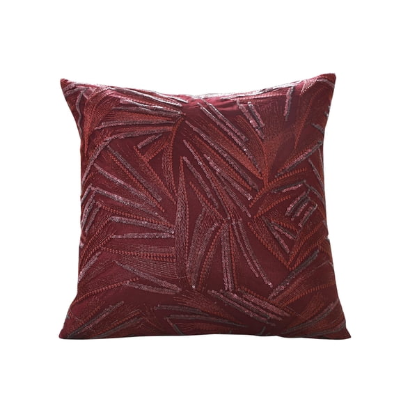 Violet Linen Rosetta Wheat Spikelets Pattern, Polyester Embroidered, Burgundy, 18 Inch x 18 Inch, Decorative Throw Pillow Cover