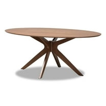 Bowery Hill Modern Walnut Brown Finished Wood 71-Inch Oval Dining Table