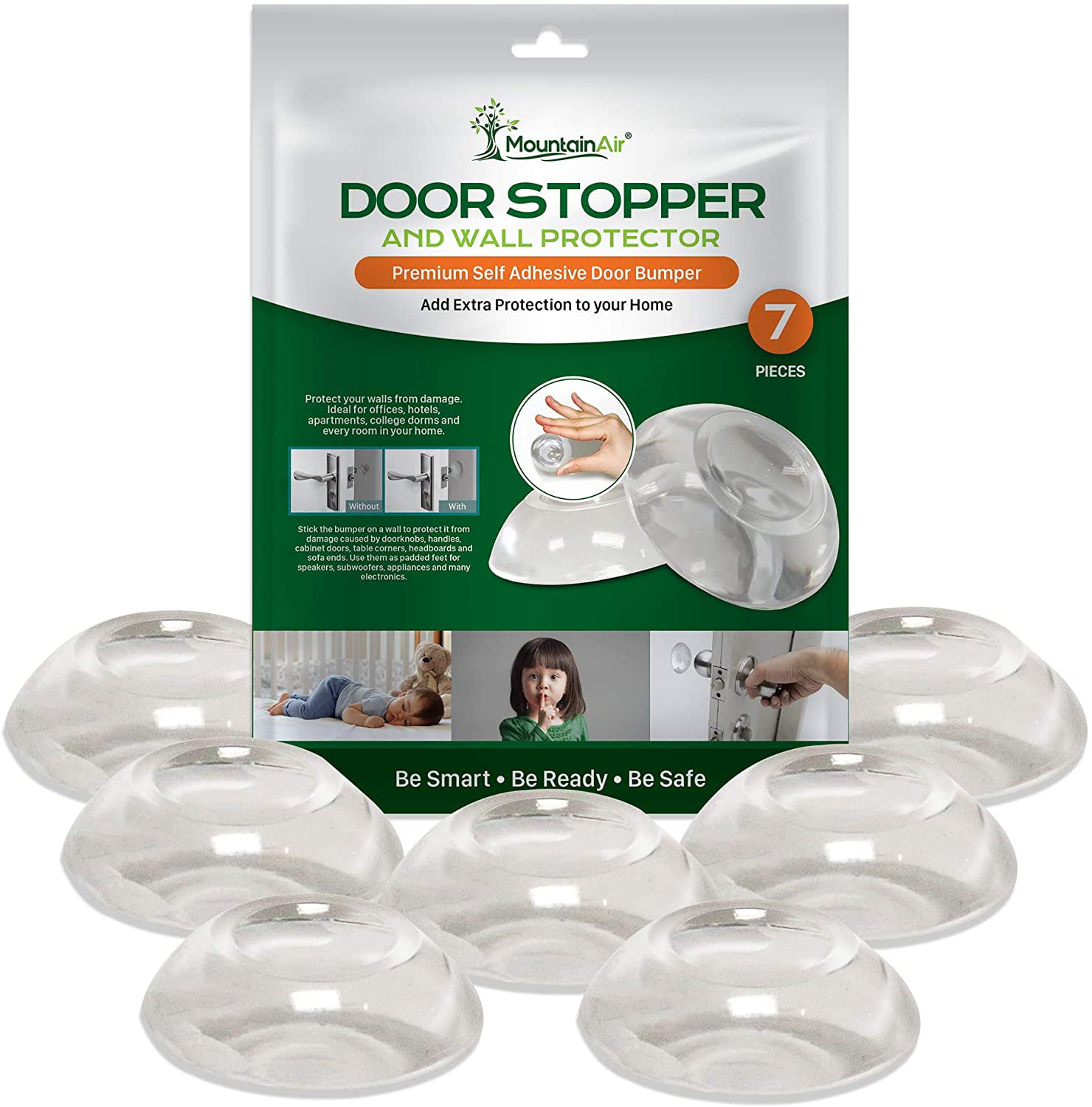 4 PCS Door Stopper Wall Protector 3.3 with Strong 3M Adhesive Quiet and Shock Absorbent Silicone Door Stop Wall Protectors from Door Knobs Larger Door Bumper to Protect Every Wall Surface 