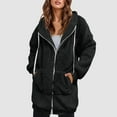 thumbnail image 2 of Women's Fleece Jacket Zip up Plush Coat Oversized Sherpa Lined Warm Winter Outerwear with Hood Long Sleeve Sweater Jackets, 2 of 7