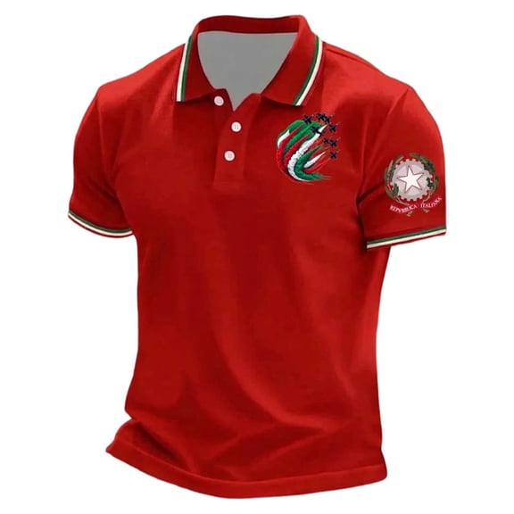 Bibifish Mens Polo Shirts Short Sleeve Striped Collar Graphic Casual Shirts Classic Fit Daily Wear Tops